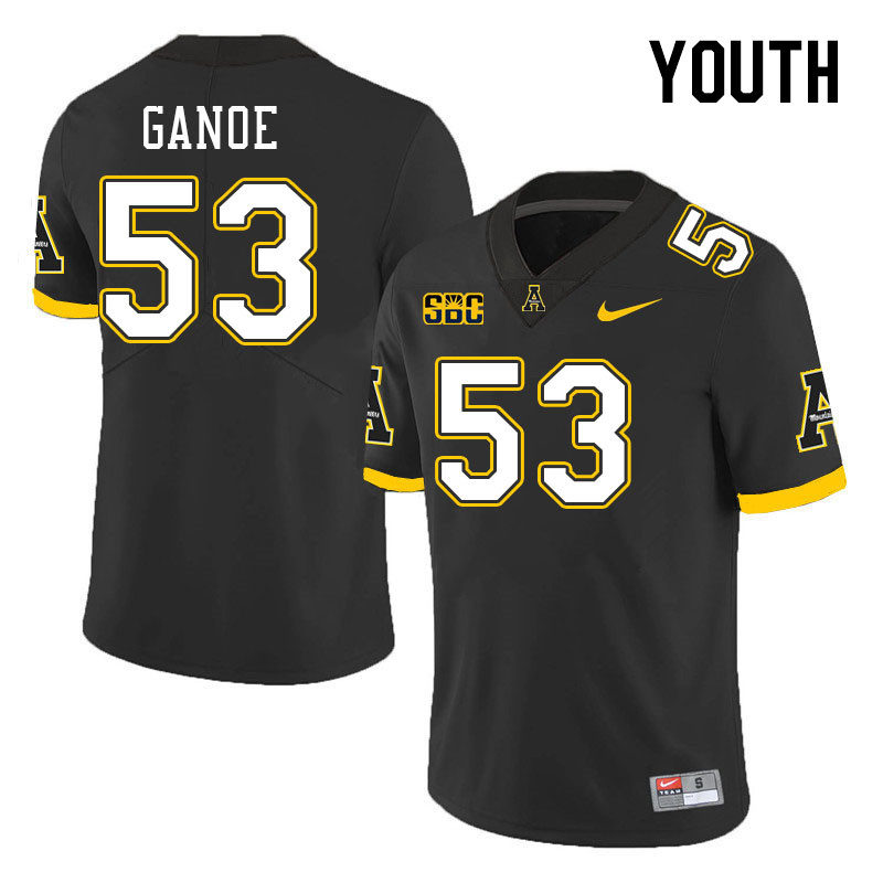 Youth #53 Jake Ganoe Appalachian State Mountaineers College Football Jerseys Stitched Sale-Black